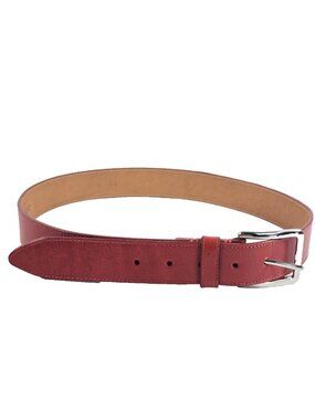 Fullom & Holt Red Leather Belt Made in Canada 1.25" Size 32